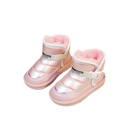 

Lacyhop Girls Outdoor Anti-skid Plush Lining Booties Lightweight Warm Lined Comfort Flat Winter Shoes Pink 2.5Y