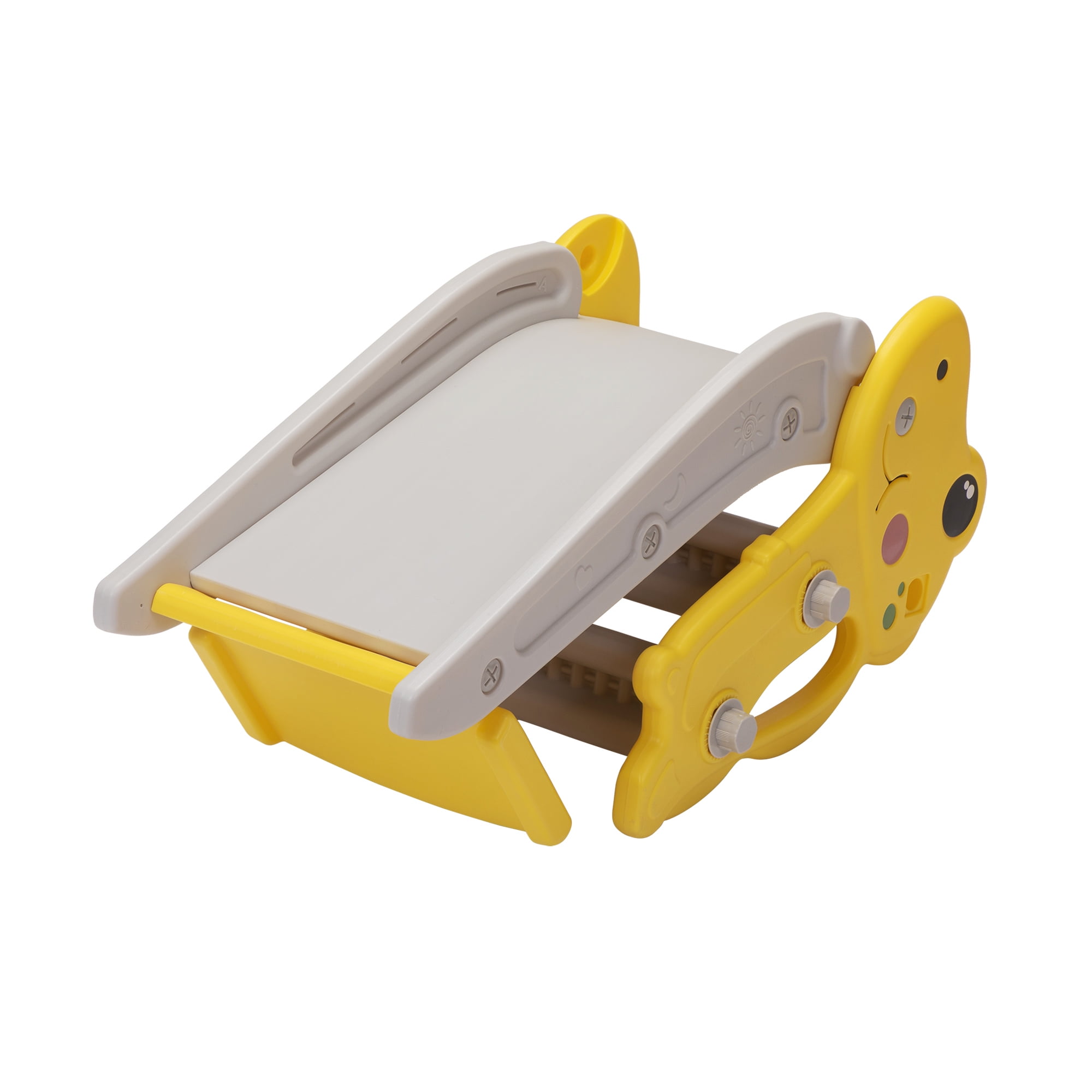 Kadyne 3 in 1 Toddler Slide Kids Slide, 42.9" Frogs Play Slide for Outdoor and Indoor, Play Slide with Basketball Hoop, Ball and Ladder, Yellow+Gray Kadyne 3 in 1 Toddler Slide Kids Slide, 42.9" Frogs Play Slide for Outdoor and Indoor, Play Slide with Basketball Hoop, Ball and Ladder, Yellow+Gray