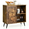 thumbnail image 1 of Costway Armoire de Rangement Mi-Siècle avec Porte Placard 4 Pieds Étagère Réglable Brun Rustique, 1 of 10