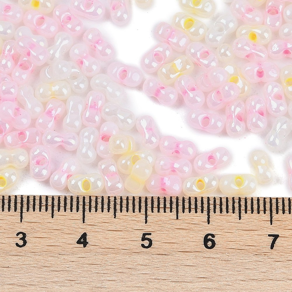 1pound Glass Seed Beads Round Hole Peanut Pink 3.5x6x3.5mm Hole: 0.8mm about 4500pcs/pound