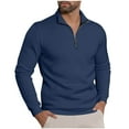 thumbnail image 3 of Chiccall Mens Fleece Sweatshirts Quarter Zip Casual Mock Neck Sweatshirt Fashion Solid Pullover Tops, 3 of 4