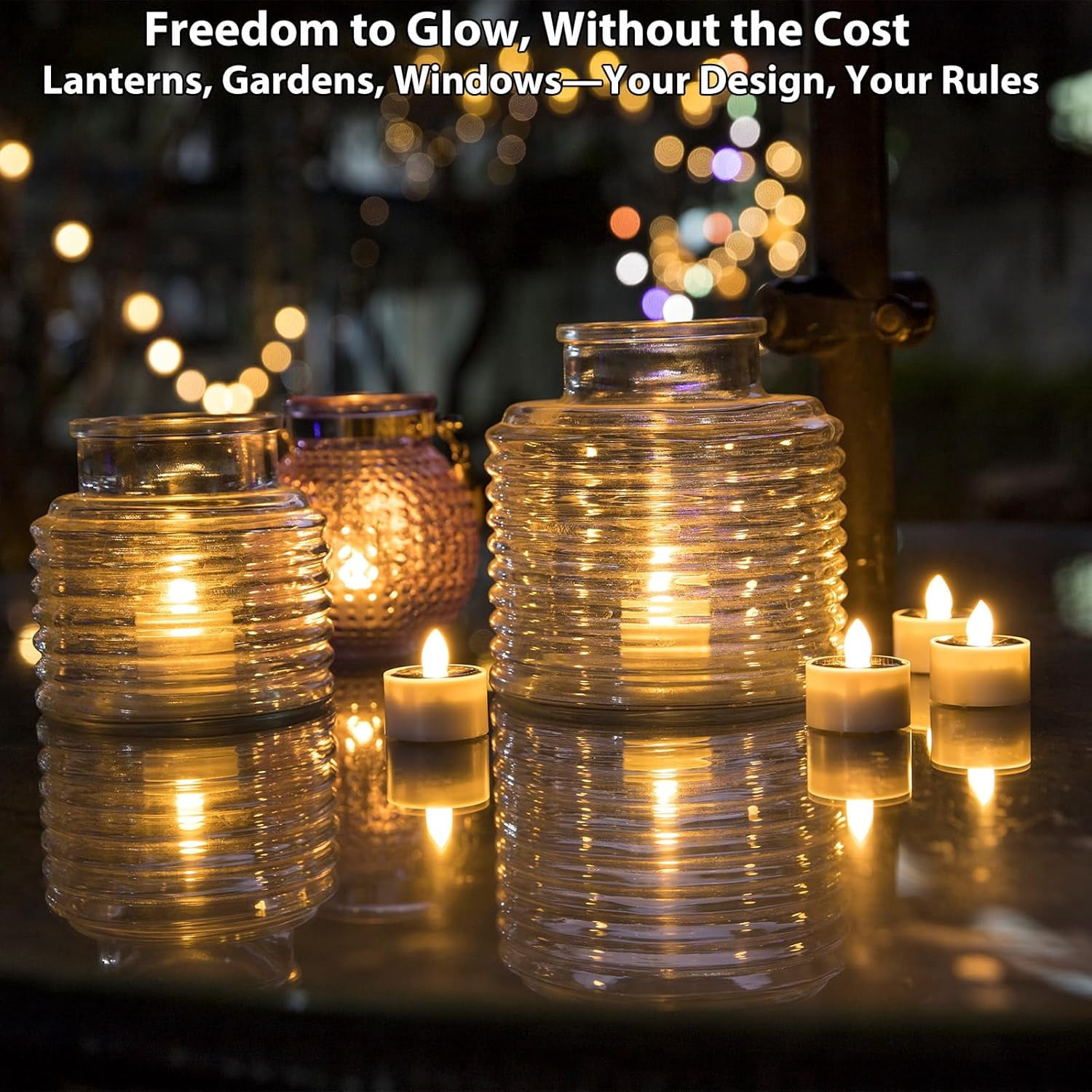 6Pack Solar Tea Lights Outdoor Waterproof, Small Solar Lights with Rechargeable Dusk to Dawn Sensor, Flameless Flickering LED Votive Candles for Lantern Window DIY Patio Chandelier Decor(Warm White)