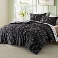 thumbnail image 2 of Juego de edredón Bedsure de tamaño completo negro con estampado floral, 2 of 7