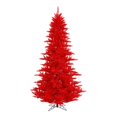 thumbnail image 1 of Vickerman 90" Sapin en Plastique Non Éclairé Arbre de Noël Artificiel en Rouge, 1 of 3