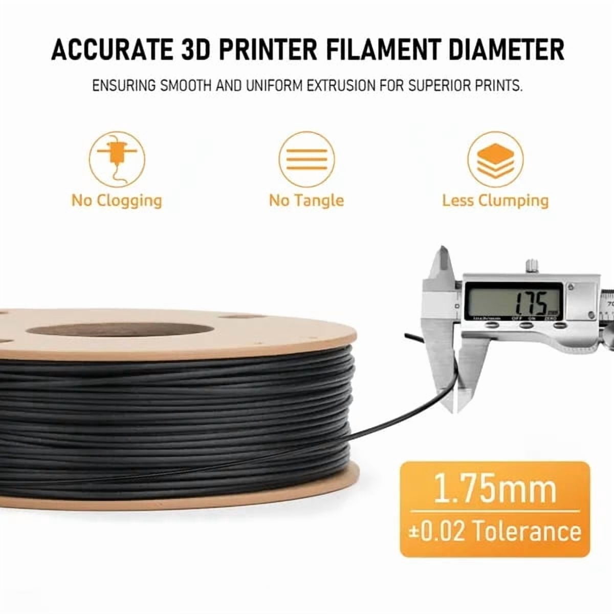 15% Carbon Fiber PETG-CF 3D Printer Filament, High Rigidity Engineering Material for Functional Parts (1.75mm, FDM Compatible)