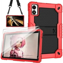SOATUTO for Vortex T10M PRO/Vortex ZTAB10 10.1 inch Tablet Case Hybrid ShockProof Stand Cover with screen protector for Vortex T10M PRO/Vortex ZTAB 10 10.1 inch Tablet (Red/Black/2 PCS)