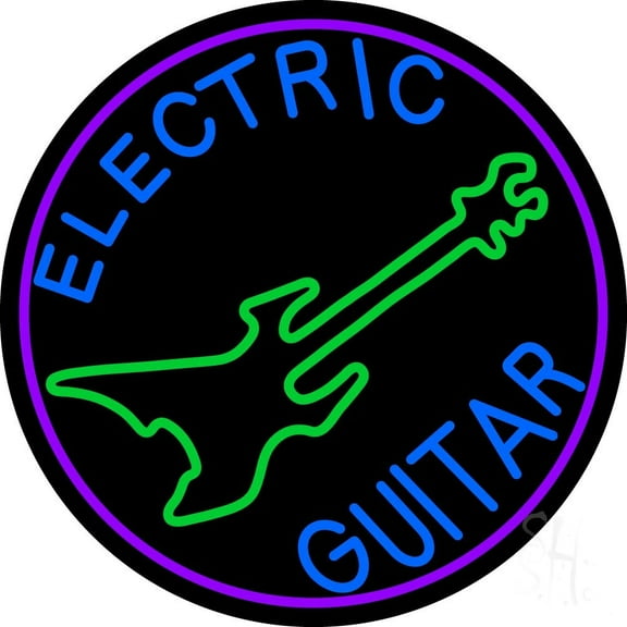 Electric Guitar LED Neon Sign 18 X 18 - inches Black Square Cut Acrylic Backing, with Dimmer - Premium built indoor Sign for Studio, Club, Home décor, Event, Workshop, Storefront.