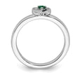 thumbnail image 2 of 925 Sterling Silver Stackable Expressions Created Emerald Heart Ring Size: 8; for Adults and Teens; for Women and Men, 2 of 5