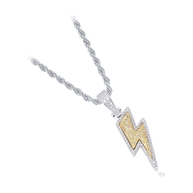 Guardurnaity Collar de diamantes de imitación estilo hip hop para adultos, colgante en forma de trueno para fiesta de senderismo, banquete, Ropa, zapatos y accesorios Miscelánea Doble color