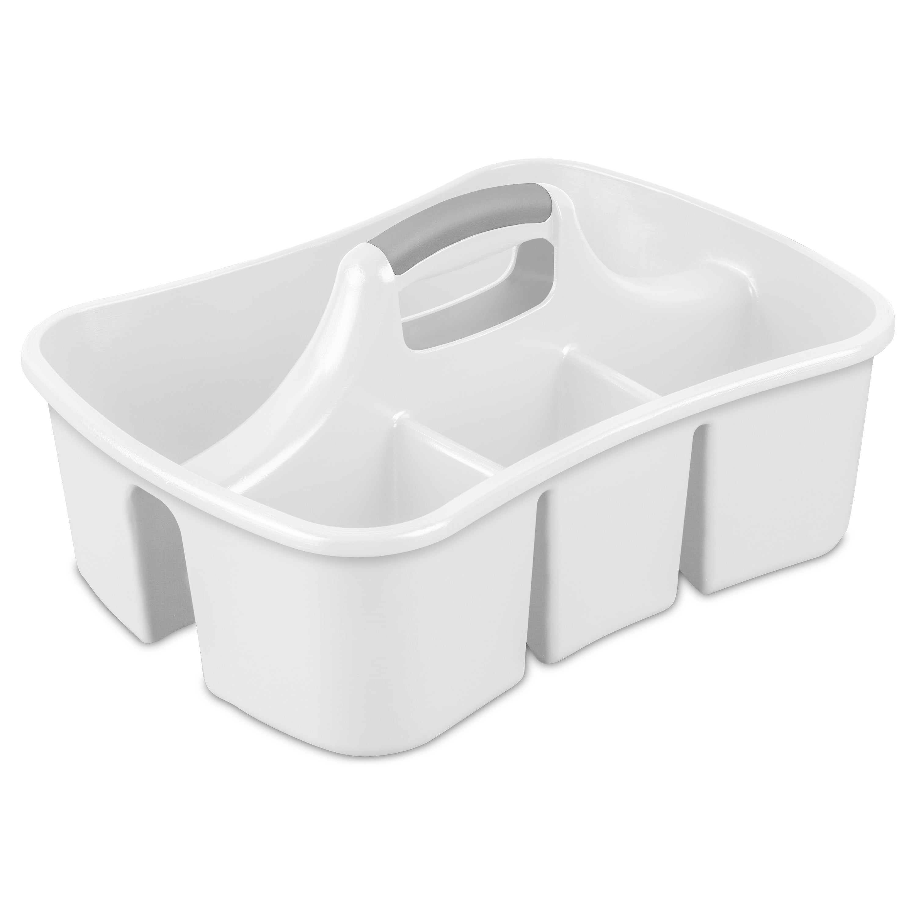 Sterilite Dual Compartment Plastic Sink Caddy, White
