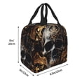 thumbnail image 2 of Yiaed Gold Pattern Black Skull Print Insulated Lunch Bag Reusable Cute Tote Lunch Box, Leakproof Cooler Lunch Bags for Work Office Travel School Picnic, 2 of 5