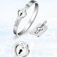 thumbnail image 4 of Love Heart Lock Bangle Bracelet & Key Pendant Lover Necklace Set, 4 of 7