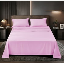 Premium Series Rayon Made from Bamboo Sheet Set - Wrinkle Free -Softer than Cotton- Deep Pockets - 4 Piece - 1 Fitted Sheet, 1 Flat, 2 Pillowcases California King, Pink