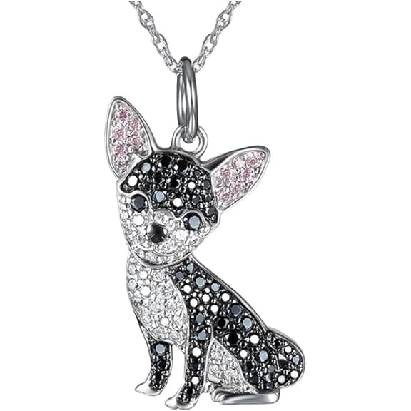 Crystal Black Chihuahua Dog Pendant Necklace for Women Cute Animal Dog Necklace Pets Lover Jewelry
