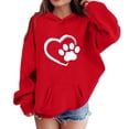 thumbnail image 3 of HAOTAGS Girls Graphic Print Hoodie (2-14) Long Sleeve Hooded Sweatshirt with Pocket Red Size 4T, 3 of 8