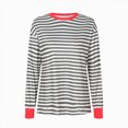 thumbnail image 5 of Towmus Womens Oversized Striped Sweatshirt Crewneck Long Sleeve Color Block Pullover Top Casual Y2K Fall Clothes Workout Shirt, 5 of 6