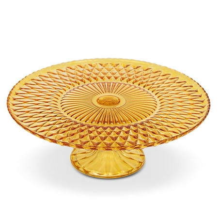 

Classic Vintage Style Design - Rochester Footed Glass Cake Stand - Amber