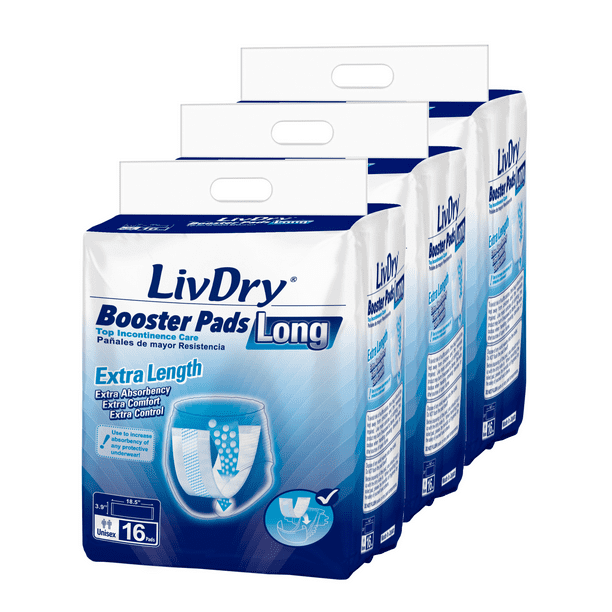 LivDry Unisex Incontinence Booster Pads Extra Absorbent Disposable