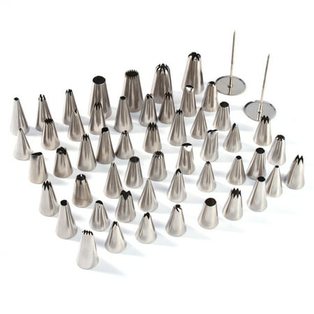 52Pcs Cake Decorating Tip Set Stainless Steel Piping Tips Piping Nozzles Cake Cookies Cupcake Icing Decorating Kits DIY Frosting Icing Tips Baking