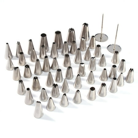 52Pcs Cake Decorating Tip Set Stainless Steel Piping Tips Piping Nozzles Cake Cookies Cupcake Icing Decorating Kits DIY Frosting Icing Tips Baking (Best Tip For Frosting Cupcakes)