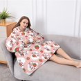 thumbnail image 5 of Oversized Wearable Blanket Hoodie,Pink Cow Strawberry Pattern Sherpa Blanket Hoodie with Super Pockets,Super Warm Fuzzy Pullover for Women & Men, 5 of 6