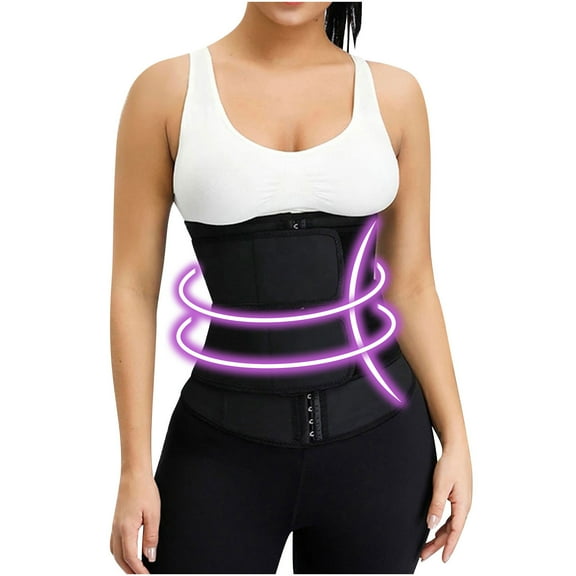 BLTIBY Women Waist Trainer Cincher Corset Tummy Control Workout Sweat Band Slimmer Belly Belt Weight Loss Sports Girdle Black XL