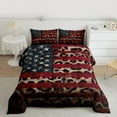 thumbnail image 3 of Homewish American Flag Full Size Comforter Sets,Leopard Cheetah Pattern Bedding Comforter Set,Red Brown Blue Bedding Sets For Boys Kids,Super Cozy Room Decor Reversible,3-Piece, 3 of 9