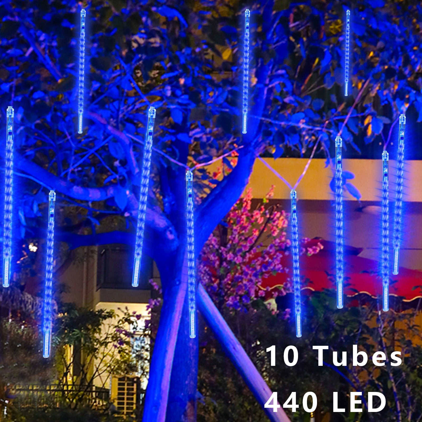 Twinkle Star Lights, 20 Inch Tube LED Christmas Lights Outdoor Raindrop Lights, Meteor Shower Lights Party Tree Holiday Decoration, Blue - Walmart.com