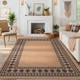 thumbnail image 1 of Garvee 5'x7' Modern Bordered Rug Solid Area Rug, Geometric Washable Rugs Stain Resistant Low Pile Rug Non Slip Indoor Outdoor Carpet for Living Room Bedroom Home Office, Coffee, 1 of 8