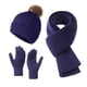 thumbnail image 2 of Conjunto De Gorro, Bufanda Y Guantes De Punto De Color Liso, De Lana, Clidos Y Resistentes Al Fro, Para Uso En Exteriores E Invierno, Para Protegerse Del Fro, Paquete De 3, Color Negro., UKHBMC, 2 of 9