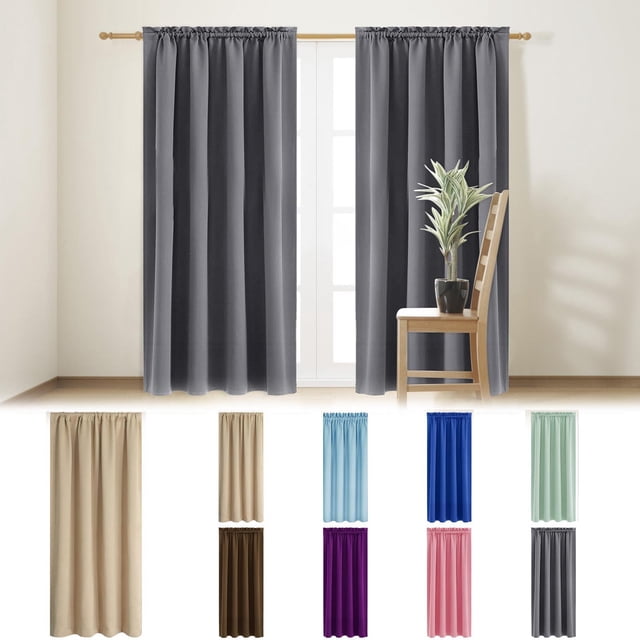 Xihbxyly Cortinas de Seda Escandinavas, Aislamiento Térmico, Ahorro de Energía, Decoración para Dormitorio y Cocina, Reducción de Ruido, Fácil Instalación, Oscuridad Total, 1 Juego de Cortinas, 140 X