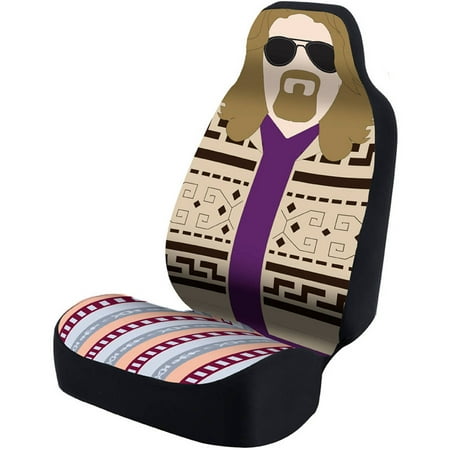 Coverking Velour Dash Cover - Coverking Universal Seat Cover Fashion Print, Ultra Suede, The Big Lebowski, The Dude with Black Interlock Backing
