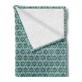 thumbnail image 2 of Ikat Soft Flannel Fleece Throw Blanket, Traditional Elements Abstract Circles and Dots Inspirations Tribal, Cozy Plush for Indoor and Outdoor Use, 60" x 80", Turquoise Grey, by Ambesonne, 2 of 5