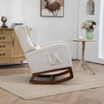 thumbnail image 6 of YesFashion Rocking Chair, Nursery Rocking Chair with Retractable Footrest, Side Pocket, High Backrest Upholstered Rocking Chair for Living Room, Kids Room, Bedroom, 6 of 9