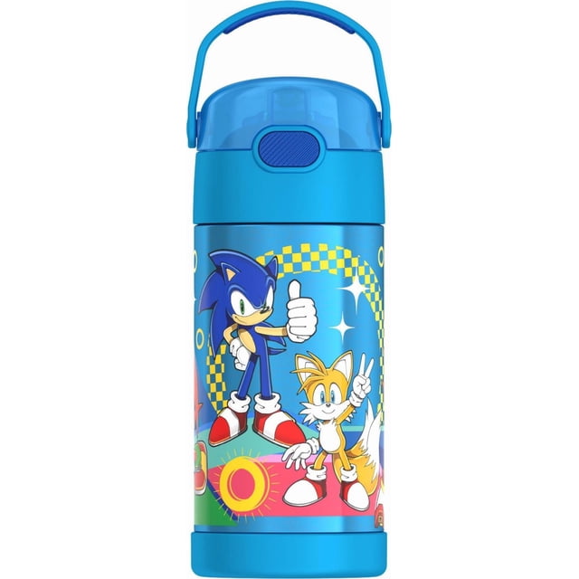 Thermos Kids Bouteille d'eau isotherme sous vide avec paille rabattable, 355 ml, Sonic