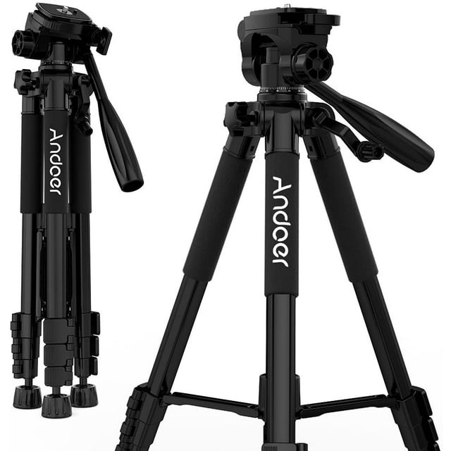 Andoer Travel Tripod 57" Lightweight Compact Aluminum Portable Folding...