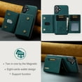 thumbnail image 5 of for iPhone 16 Case Wallet, 2 in 1 Detachable Magnetic Card Holder PU Leather Kickstand Phone Case [Card Cash Slot] [Wireless Charging] Shockproof Cover For iPhone 16,Green, 5 of 11