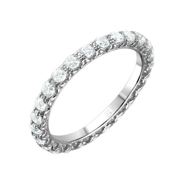 All in Stock - Clear Cubic Zirconia Infinite Stackable Ring Rhodium