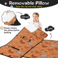thumbnail image 3 of Rooster and Farm Orange Pattern Teens Toddler Nap Mat with Pillow, Sleeping Mat Bag for Preschool Daycare 59"x22", 3 of 6