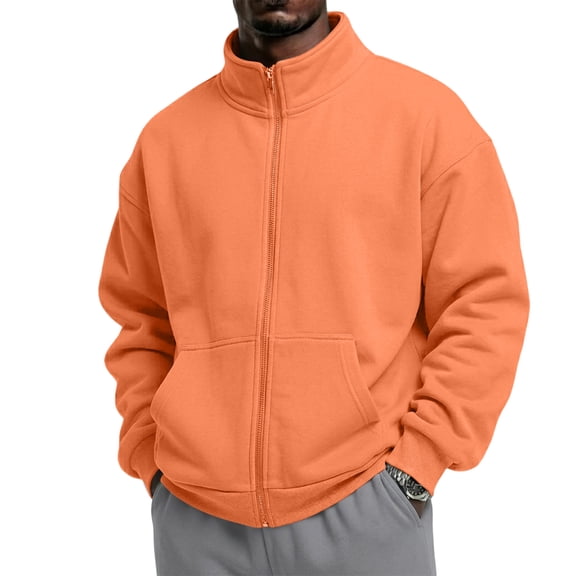 Mens Track Jackets Full Zip Mock Neck Sweatshirts Long Sleeve Fall Winter JacketsCoats with Pocket