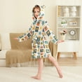 thumbnail image 2 of FORMRS Niños Bathrobe Unisex Hooded Robe Soft Plush Pajamas Sleepwear, Size 2-3T, Beige Playful Stamp, 2 of 7