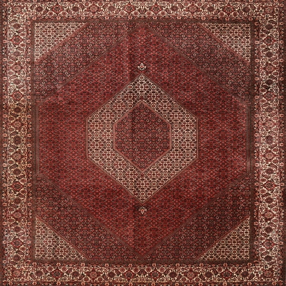 Ahgly Company Indoor Square Traditional Rust Pink Medallion Area Rugs, 3' Square