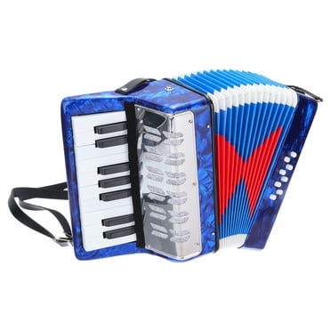 Uxcell Accordion, 17 Keys 2 Bass Button Accordion Mini Musical Instrument, Navy Blue