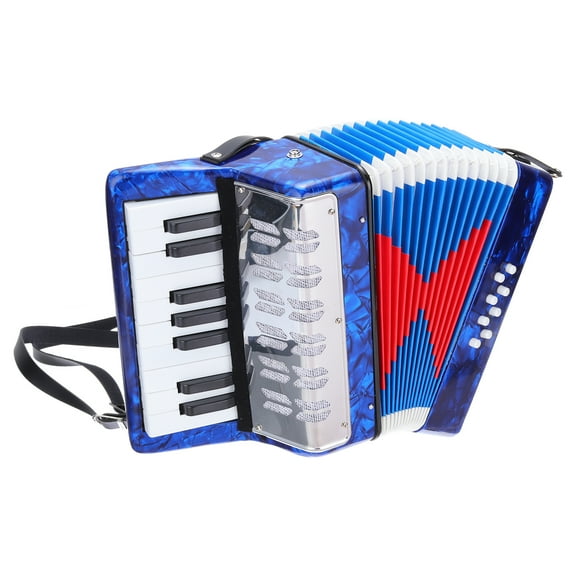Uxcell Accordion, 17 Keys 8 Bass Button Accordion Mini Musical Instrument, Navy Blue