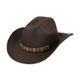thumbnail image 3 of Sombrero de vaquero occidental, sombrero informal de ala ancha para el sol, para vestir en festivales de música al aire libre Estilo D, 3 of 9