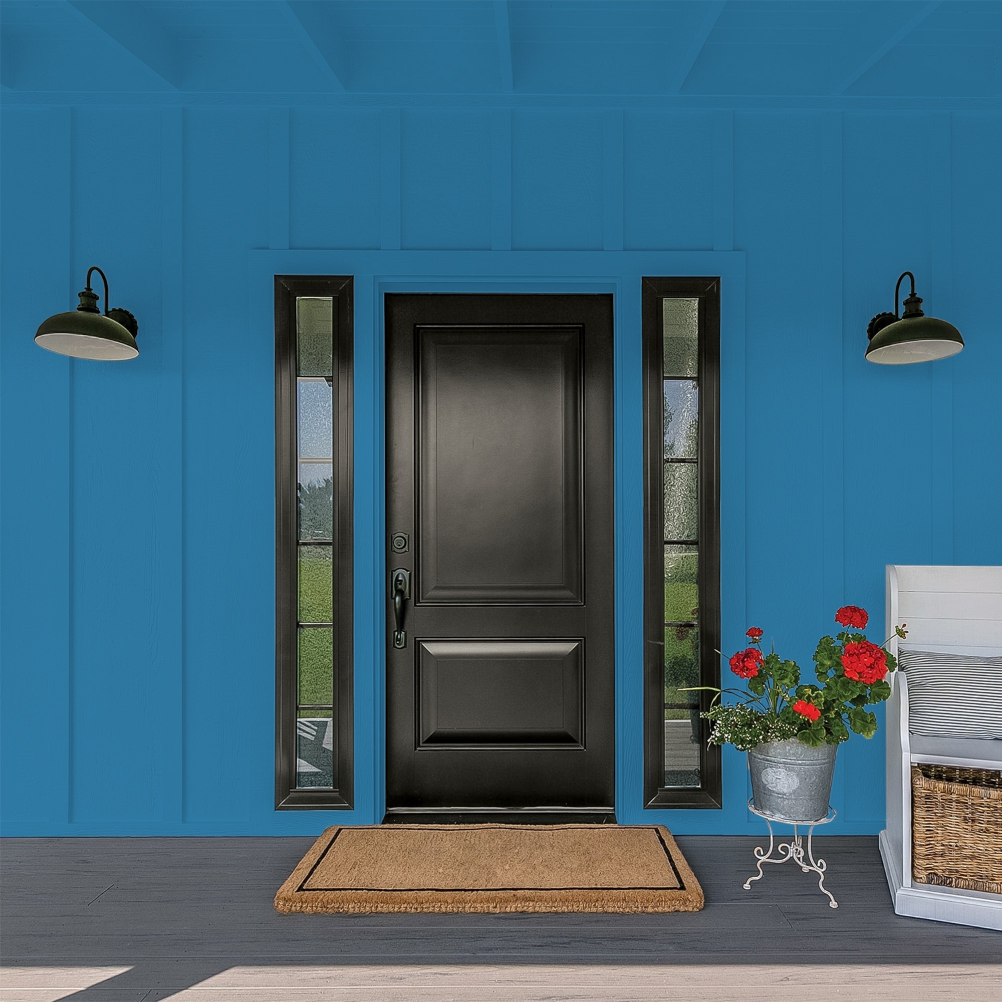Glidden Fundamentals Blue Oasis / Blue, Flat Exterior Paint, 1 Gallon