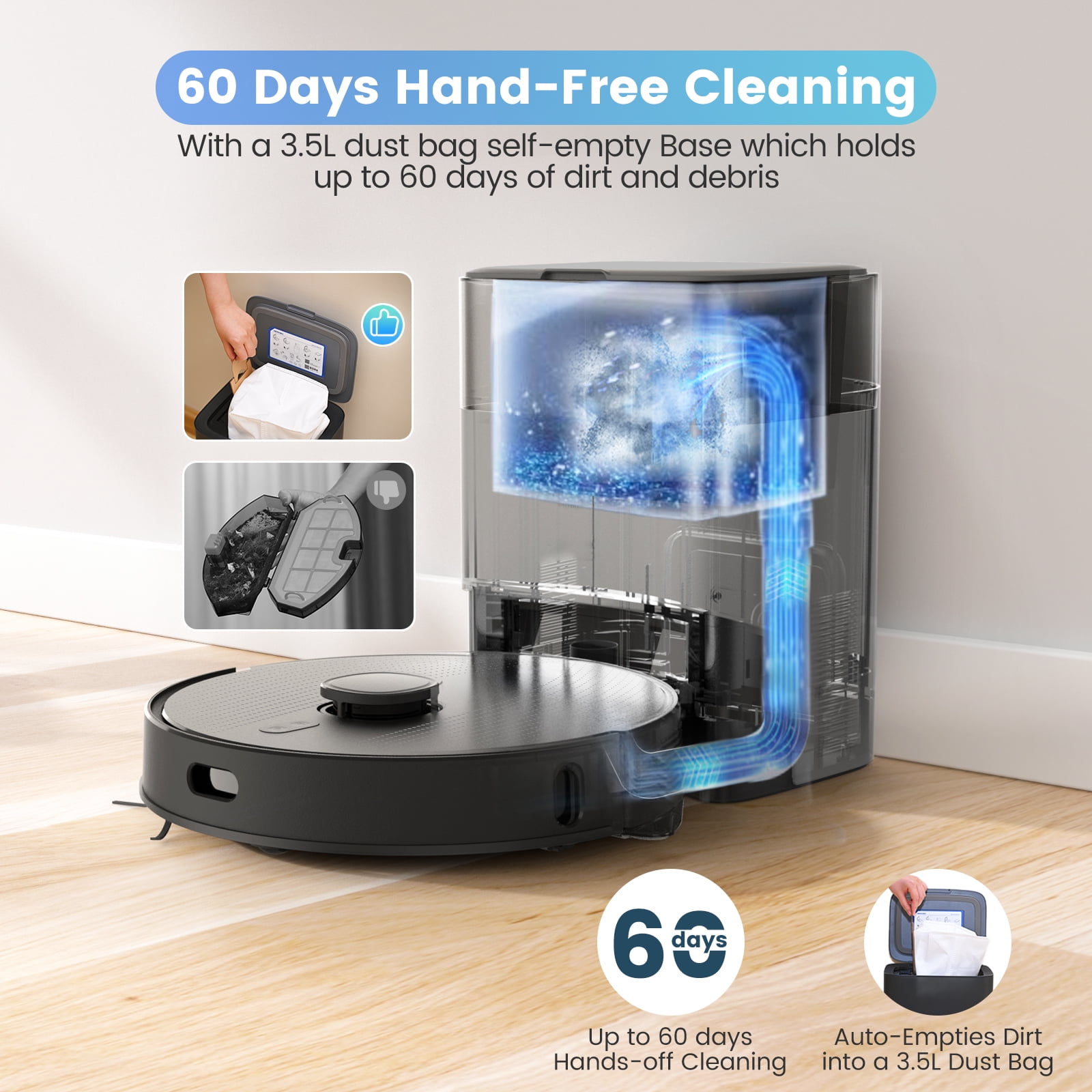 AIRROBO Robot Vacuum and Mop Combo T20 with 60 Days Self-Empty Station Voice Control Home Mapping