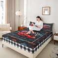 thumbnail image 4 of Homewish Red Sport Car Twin Sheet Sets 3pcs for Kids Children Teens,USA Flag Twin Fitted Sheet Microfiber,Geometric Plaid Honeycomb Breathable Flat Sheet,Lightweight Room Decor, 4 of 7