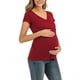 thumbnail image 5 of Blusa Con Capucha de Mujer de Maternidad Top de Lactancia Con Cuello en V Manga Corta Color Sólido de Moda Odeerbi  ODB123372, 5 of 8