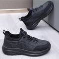 thumbnail image 4 of Mens Boots Trendy Splice Leather Lace up Sneakers Comfy Soft Sole Nonslip Waterproof Walking Shoes Winter Work Booties Black Size 10.5, 4 of 7